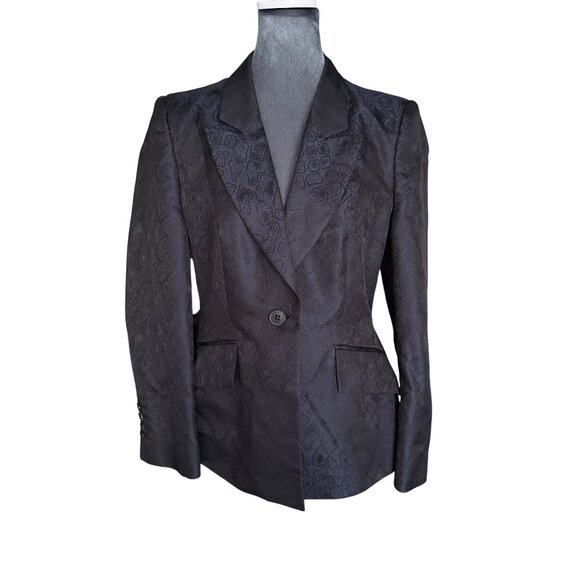 Hugo Boss Womens Black Blazer With Jacquard Patterning Button Closure - Picture 1 of 6